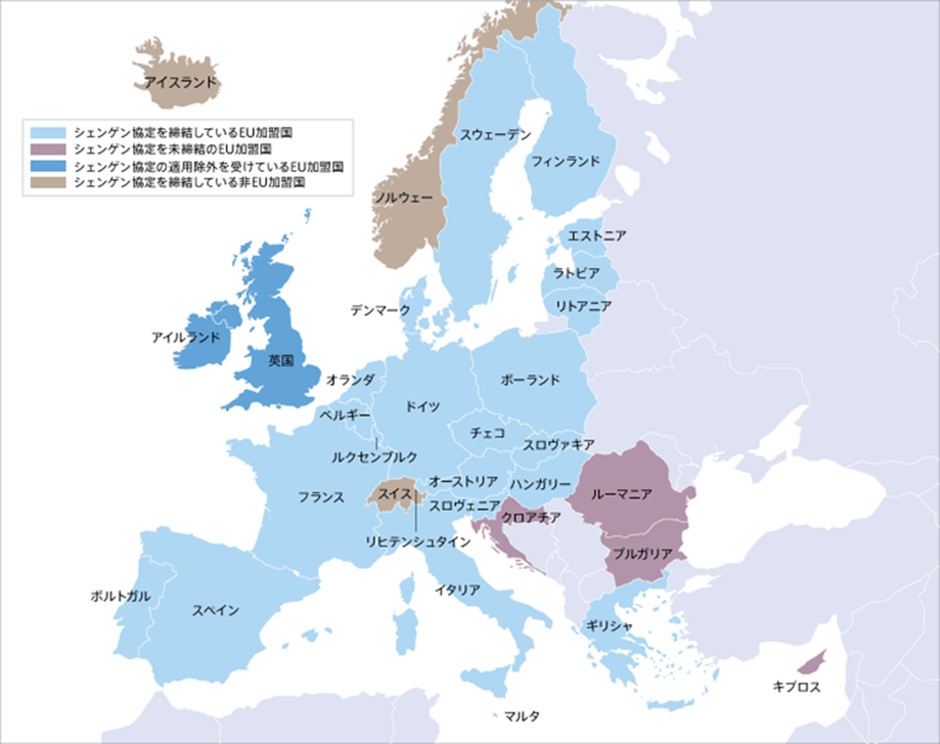 シェンゲン協定国の地図